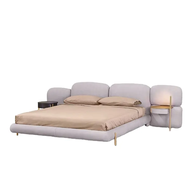 Doitbest — meuble moderne en cuir, cadre en bois, gris et blanc, lit simple pour chambre adultes