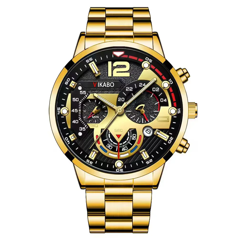 New Design Luxury Sport Wristwatches Business Quartz Men Watches Casual Stainless Steel Small Three Needle Chronograph Watch