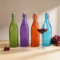 Bouteilles en verre rouge, violet, bleu, ambre, vert, avec bouchon pour vin, whisky, rhum, vodka, alcool, jus, impression personnalisée
