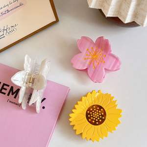 YHJ serie di fiori squisiti di alta qualità Clip con artiglio in acetato giglio girasole Sakura Clip per capelli per ragazze carine - Product Image 3