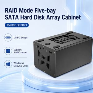 Enclosure RAID a 5 Bay USB 3.0 per NVMe M.2 e SATA HDD/SSD, 8 Modalità di Clonazione, Raffreddamento a Ventola per Server NAS e Storage - Product Image 2