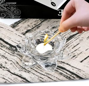 Clear Lotus Design Petit <span class=keywords><strong>Bougeoir</strong></span> Maison Table De Mariage Votive Titulaire pour Noël et la Saint-Valentin - Product Image 6