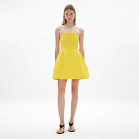 Robe Courte Jaune Sans Bretelles pour Femme, Modèle Corset, Coupe Évasée, avec Poches Latérales – Vente en Gros Personnalisée