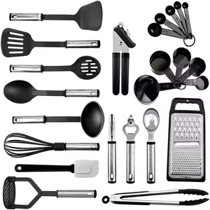 Utensilios de Cocina de Alta Calidad de Color Negro, Resistentes al Calor, Juego de 24 Piezas de Utensilios de Cocina de Nailon para Usar con Sartenes Antiadherentes - Product Image 1