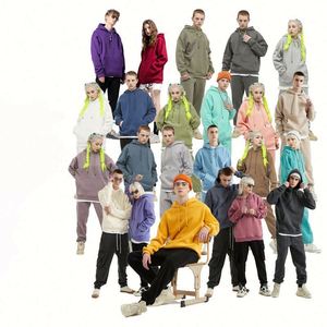 H5371 Hoodies Manufacturer Custom Many Color Unisex Blank Hoodies Fleece Lined Plain Streetwear Men Hoodies - Product Image 1