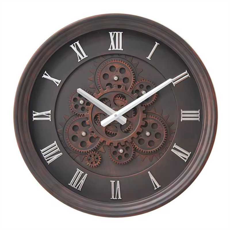Bord rouge antique, chiffres romains argentés sur cadran rouge antique