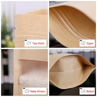 Sac de sacs 20x30cm à emballage écologique à fermeture éclair à prix attractif Pochette debout en papier kraft avec fenêtre