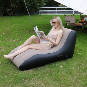 Factory Direct Sale PVC Flocking S Shaped Home Leisure Material Foldable Armrests Inflatable Chair - Product Image 4