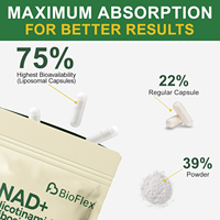 Fabricant chinois Prix de gros Capsule de complément liposomal NAD+ Plus Nicotinamide Riboside et Resveratrol