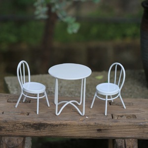 Ensemble de décoration miniature pour maison de poupée, comprenant une table basse et des chaises en fer forgé, accessoires de scène miniature pour maison de poupée <span class=keywords><strong>Bjd</strong></span>, paysage miniature - Product Image 4
