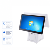 Terminal Punto de Venta de Escritorio Blanco de 15.6 Pulgadas con Opciones de Pantalla Única o Doble para Proyectos de Caja en Restaurantes y Comercios Minoristas