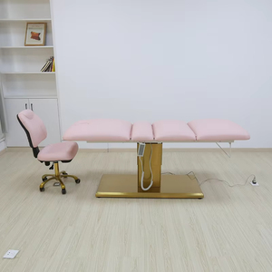 Cama de Masaje Facial Eléctrica de 3 Motores con Base Dorada para Salón de Belleza de Lujo Moderno Rongjia - Product Image 4