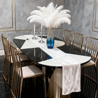 Table basse de salon et de salle à manger en marbre, style minimaliste italien, luxe léger, géométrique et rétro, pour mobilier de maison européen