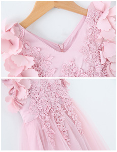 Boutique en ligne de robes en coton pour enfants, robes de princesse longues avec applications florales, fournisseur chinois - Product Image 5