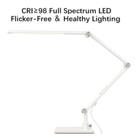 Lampe de bureau contemporaine en métal à LED blanches, pliable, à intensité tactile réglable, température de couleur ajustable, protection des yeux, lecture et dessin