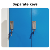 Casier de vestiaire de gym JSX L-04 bleu à 6 portes en acier robuste, épaisseur 0,5-1,0 mm, écologique, durable, avec serrure à clé, structure assemblée