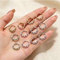 Anneau de piercing interne en titane stérile F136 de 16G avec zircone cubique taille marquise, pour l'oreille, le nez, le septum et le corps
