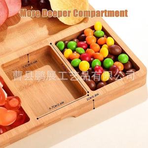 Pengzhan Wooden Divided <b>Tray</b> 45x35cm Multifunctional Serving Platter For <b>Snacks</b> Fruits And Meals - Product Image 4