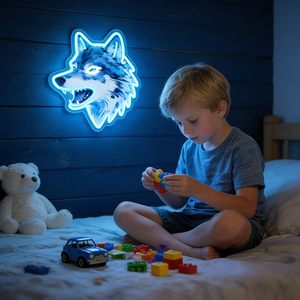 Letrero Luminoso de <span class=keywords><strong>Lobo</strong></span>, Luz LED Atenuable con Impresión UV. Ideal para dormitorio, sala de estar, cuarto de hombre y decoración <span class=keywords><strong>del</strong></span> hogar. - Product Image 3