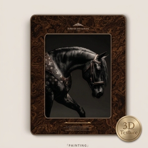 Cuadro de Cuero 3D de Lujo de 80x100cm, <span class=keywords><strong>Arte</strong></span> Mural Ecuestre Estilo Old Money, Pintura de Caballo, Decoración para el Hogar con Marco Doble de Madera de Burl Premium - Product Image 2