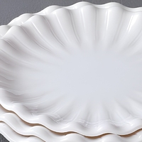 Assiette en mélamine incassable de 8 pouces, design floral blanc pur, vaisselle en plastique poli pour restaurant