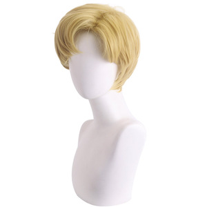 Peluca de Cosplay Ainizi de 28 cm, Corta, Amarillo Oscuro, de Sailor Moon Tenoh <span class=keywords><strong>Haruka</strong></span>, para Hombre - Product Image 4
