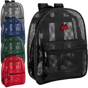 Customized Promotional Portable Backpacks Printed LOGO Clear Beach Backpacks Premium 17 Inch Mesh Backpack