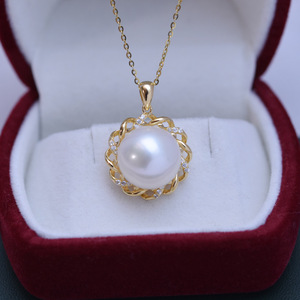 Freshwater 3-4mm White Small <b>Pearl</b> <b>Necklace</b> Pendant Perfect Circle with Strong Light & Almost Flawless S925 <b>Gold</b> DIY <b>Necklace</b> - Product Image 1