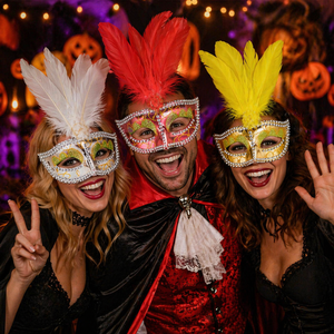 Máscara de <span class=keywords><strong>Plumas</strong></span> Pafu para Disfraces, Máscara Veneciana para Fiesta de Halloween, Carnaval, Disfraz para Mujer, Suministros para Fiestas y Bailes - Product Image 2