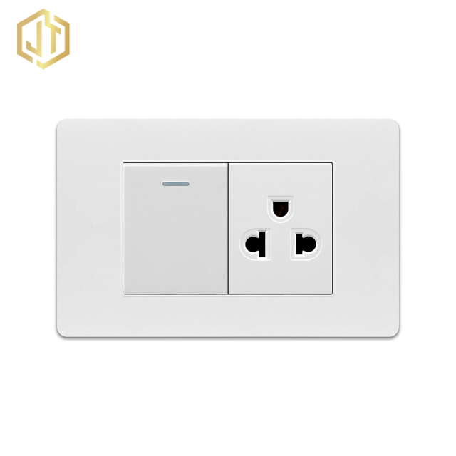 Thai Style 3 Pin Electric Socket 16A 250V with 1 Gang Switch, 118 Type Wall Switch Socket Outlet for Thailand Project Use