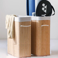 Panier de rangement en bambou tressé, organisateur pour espaces étroits, panier à linge, pour papier d'emballage, tapis de yoga et rangement de rouleaux divers