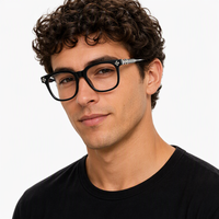 Gafas de Sol Vintage Negras con Montura Delgada, Estructura TR, Patillas de Acetato, Anti Luz Azul, Modelo 8155-2