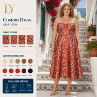 Robe midi trapèze florale sans bretelles, coupe cœur, grande taille, personnalisée, vente en gros