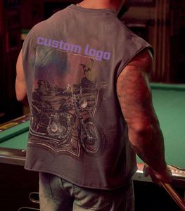 Camiseta sin mangas recortada personalizada para hombre, 100% algodón, gimnasio, deportes, lavado ácido, camiseta sin mangas con tirantes, camiseta sin mangas con estampado DTG - Product Image 4