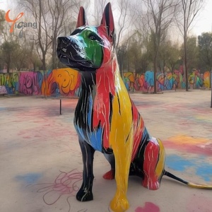 Statua di Cane in Resina Artistica Astratta Personalizzata, Scultura Animale Colorata per Decorazione Casa e <span class=keywords><strong>Giardino</strong></span>, Statuetta di Cane in FRP con Graffiti - Product Image 2