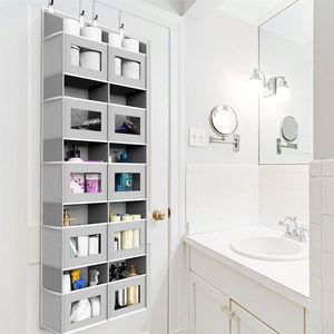 <b>Extra</b> <b>Large</b> Heavy Duty Over the Door Organizer with 10 Clear Window Pockets 80 Lbs Capacity for Pantry Closet Bathroom Gray - Product Image 6
