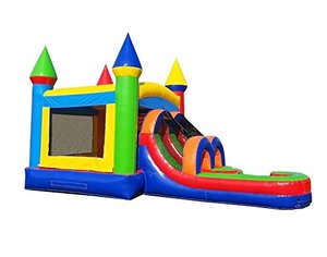Giá rẻ trượt bơm hơi ngoài trời trẻ em Inflatable nhảy nhiệt đới cây dừa Bouncer lâu đài Inflatable bouncy nhà với trượt - Product Image 2