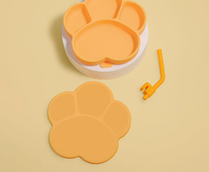 Grazioso <span class=keywords><strong>piatto</strong></span> in Silicone per bambini con Design antiscivolo con motivo a zampa di gatto con motivo animale <span class=keywords><strong>da</strong></span> pranzo con bastone per alimentazione per bambini - Product Image 6