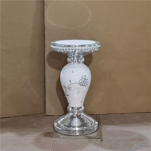 Römische Säule aus Fiberglas Weiß+Silber Klassischer Indoor-Pflanzenständer für Balkon und Schreibtisch - Product Image 4