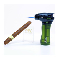 Briquet torche électronique MK pour cigares, design antique élégant, long, au butane, doré, de luxe, coupe-vent
