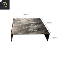 Table basse de luxe en marbre de style moderne à vendre, ensemble de salon pour villa, table basse combinée en métal