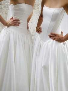 Ruolai WTH237 Boat Neck cetim vestidos de casamento espartilho uma linha sem mangas até o chão vestido de noiva formal para a noiva - Product Image 4