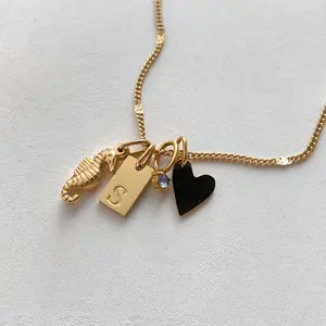 Collana EManco con Cavalluccio Marino e Lettere d'Amore, Gioielli in Acciaio Inossidabile Color Oro, Ciondolo Fai-da-Te per Donne, Regalo per Amiche, Dropshipping - Product Image 5