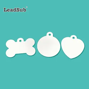 Leadsub de ventas superior de aluminio personalizado Pet etiqueta en blanco sublimación Metal Huellas Pet ID etiqueta diseño