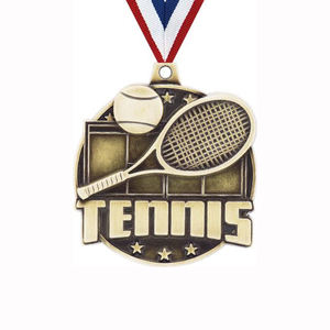 เหรียญรางวัลเทนนิสทำจากโลหะมีโลโก้ตามสั่งสำหรับเล่นกีฬาเป็นรางวัลงานฝีมือ - Product Image 1
