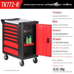 頑丈な整備士用ツールトロリー（引き出し付き）、移動式ワークショップツールキャビネット収納カート - Product Image 4