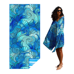 Toalla de Playa de Microfibra Estampada, Estilo Vacacional, de Secado Rápido, Absorbente, Antiadherente, para Salir de Paseo - Product Image 1