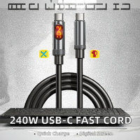 Câble de charge rapide USB C vers USB C 240W, flexible en silicone, avec affichage numérique, compatible iPhone, iPad, Galaxy, Xiaomi