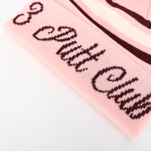 Custom Knitted Winter <b>Hat</b> With Jacquard Logo Striped Beanie <b>for</b> Keeping Warm in Pom Pom Style - Product Image 3