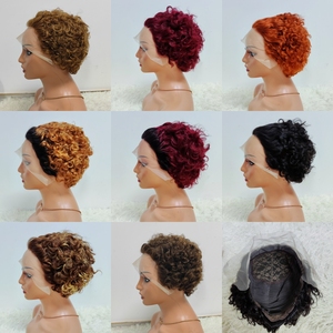Promotion à 8 $ : Perruques bouclées Letsfly Pixie, Lace Frontal 13x1, 100% Cheveux Humains, Perruque Courte Afro Bouclée, Cheveux Remy Colorés, Livraison Rapide - Product Image 4